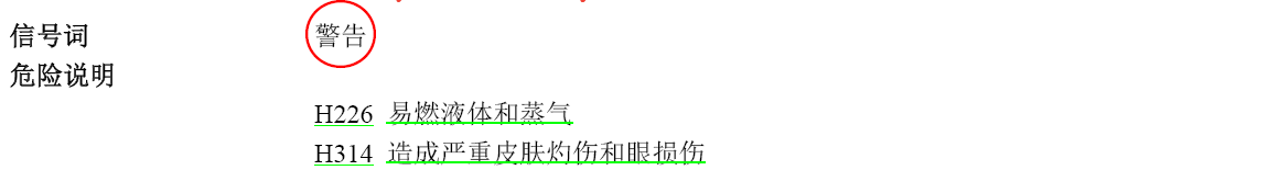 信號詞與危險說明不符